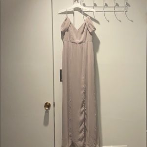 Dessy after six lux chiffon taupe dress